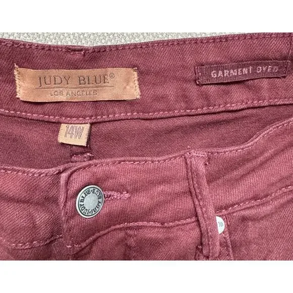 JUDY BLUE High Waist Cropped Tummy Control Wide Leg Burgandy Jean Size 14W - Picture 5 of 5